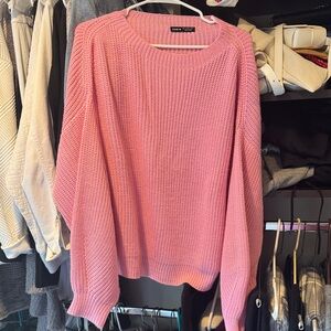 SHEIN Vibrant Pink Crew Neck Sweater